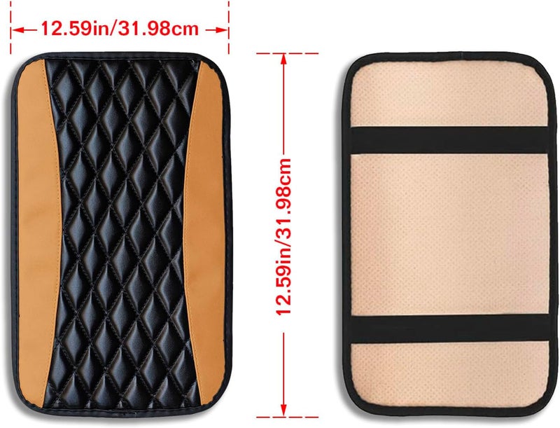 Couslcd Auto Center Console Pad, Universal Waterproof Armrest Seat Box Cover, Car Interior Accessories, Leather Auto Armrest Cover Protector for Most Vehicle, SUV, Truck (Beige) - Image 2